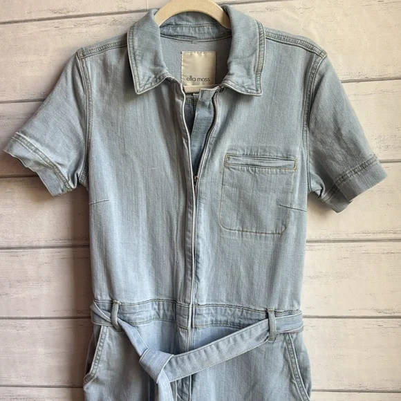 Ella Moss light denim wide leg jumpsuit